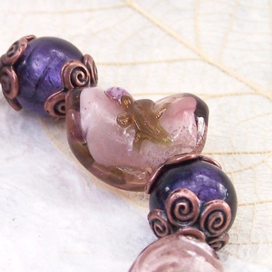 Pink, purple & copper bracelet