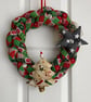 Handmade Christmas Fabric Wreath Door Decoration Holiday Wall Hanging