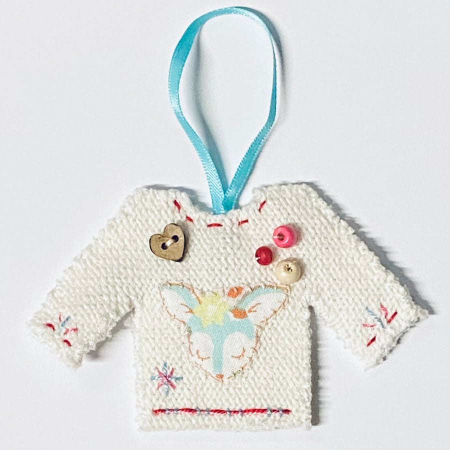 Mini Christmas Jumper Hanging Decoration Winter Deer