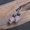 Rose Quartz earrings, silver drop earrings 