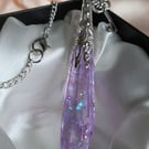 Shimmery Pastel Purple And Silver Resin Crystal Necklace 