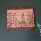 Bunny pyrography on live edge board 