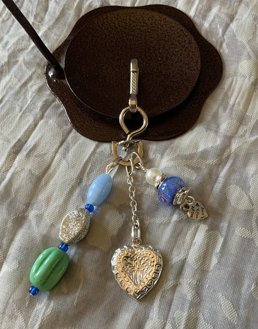 Silver Heart Bag Charm Folksy