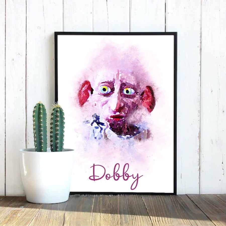 Dobby Art Print Loose Watercolour Harry Potter Fan Art