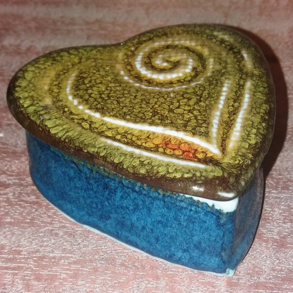Beautiful heart shaped containers, keep sake boxes with shells and stone stopper