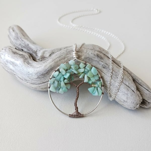 Wire Gemstone Tree Of Life Necklace