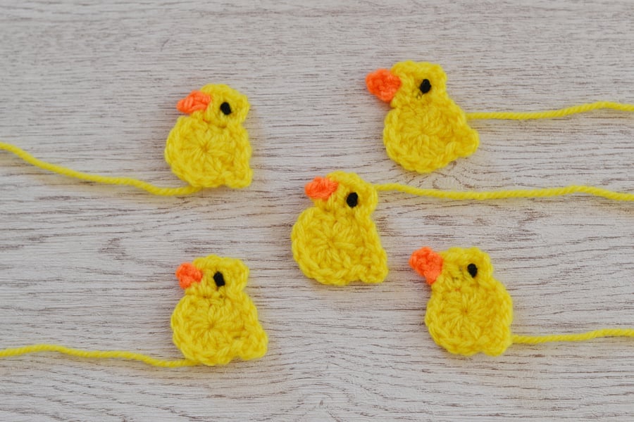 5  Crochet Duck, Chicks Applique Motifs