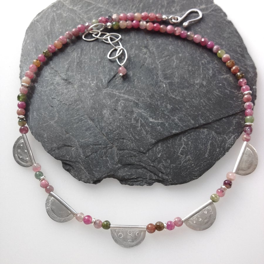 Silver and tourmaline necklace