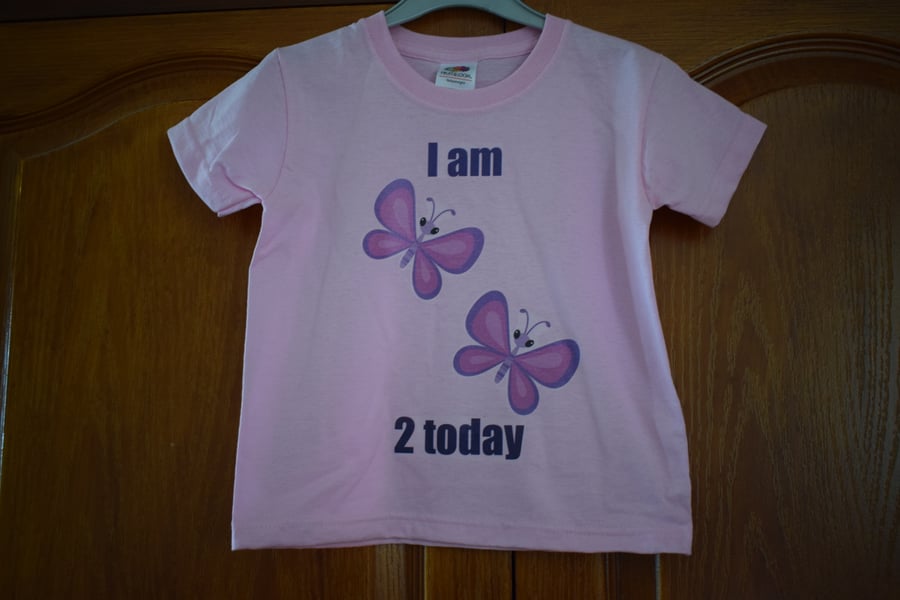 Birthday T-shirt Girls I am Age 1, 2, 3, 4, 5, 6, 7  today