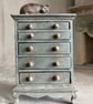 1:12 scale dolls house chest of drawers with tiny paper mache hedgehog - Image 1