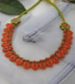 Orange leaf and chartreuse peony flower necklace - Image 2