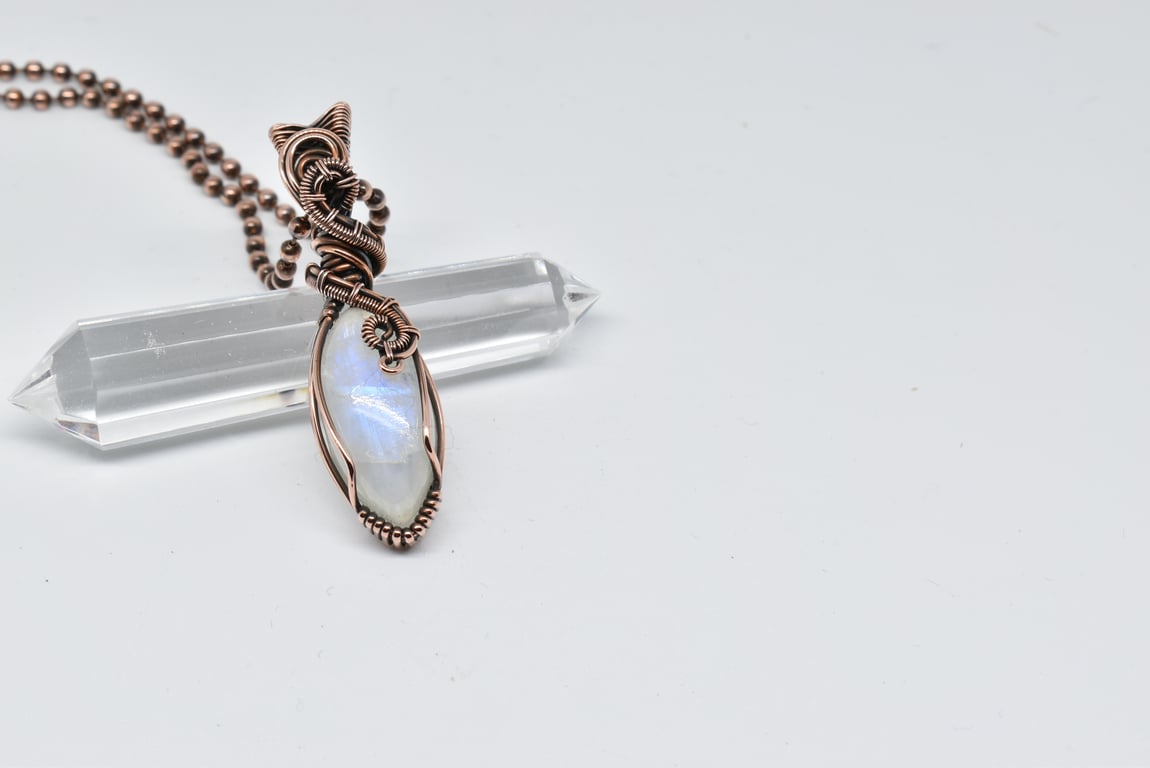 Blue Moonstone and Copper Perfectly Imperfect Pendant