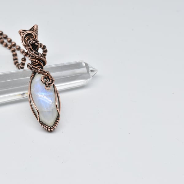 Blue Moonstone and Copper Perfectly Imperfect Pendant