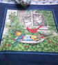 Cat at the Window Watching the Birds in the Garden Fabric Shopping Bag - Image 1