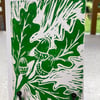 Oak leaf, hand printed Lino cut greetings card