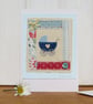 Little pram embroidery on card to welcome a precious new baby boy - Image 2