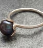 Peacock pearl and silver ring, dainty pearl ring, pearl solitaire ring - Image 2