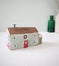 Handmade Painted Wooden Seaside Cottage with Teeny Stripy Shed