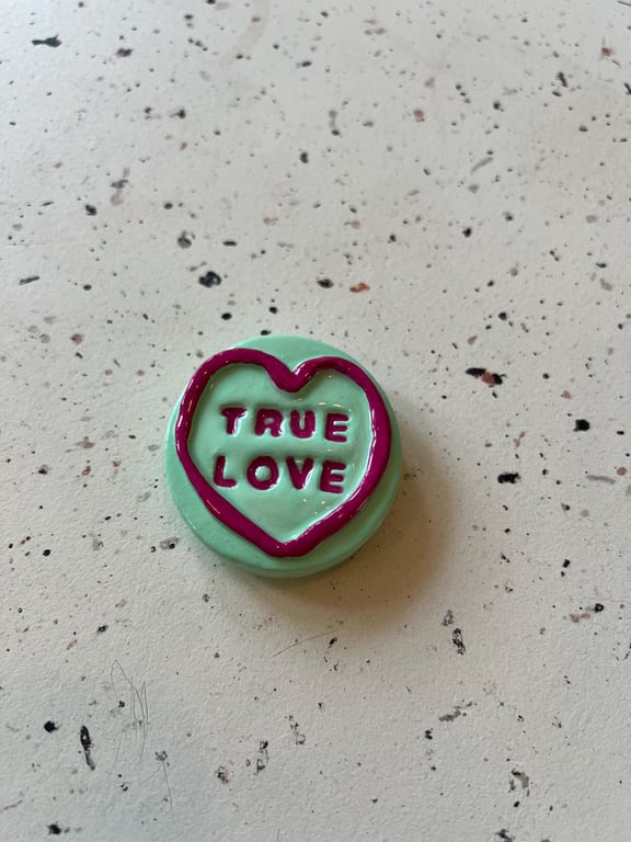 Handmade Love Heart Fridge Magnet: Retro Candy 'True Love'