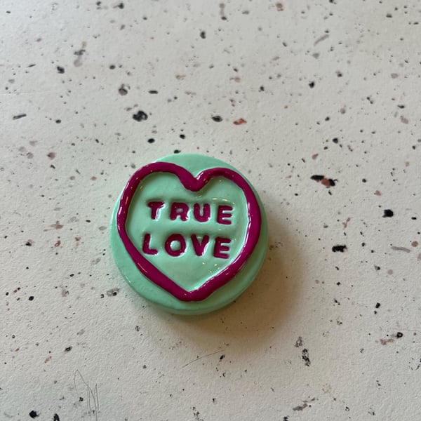 Handmade Love Heart Fridge Magnet: Retro Candy 'True Love'