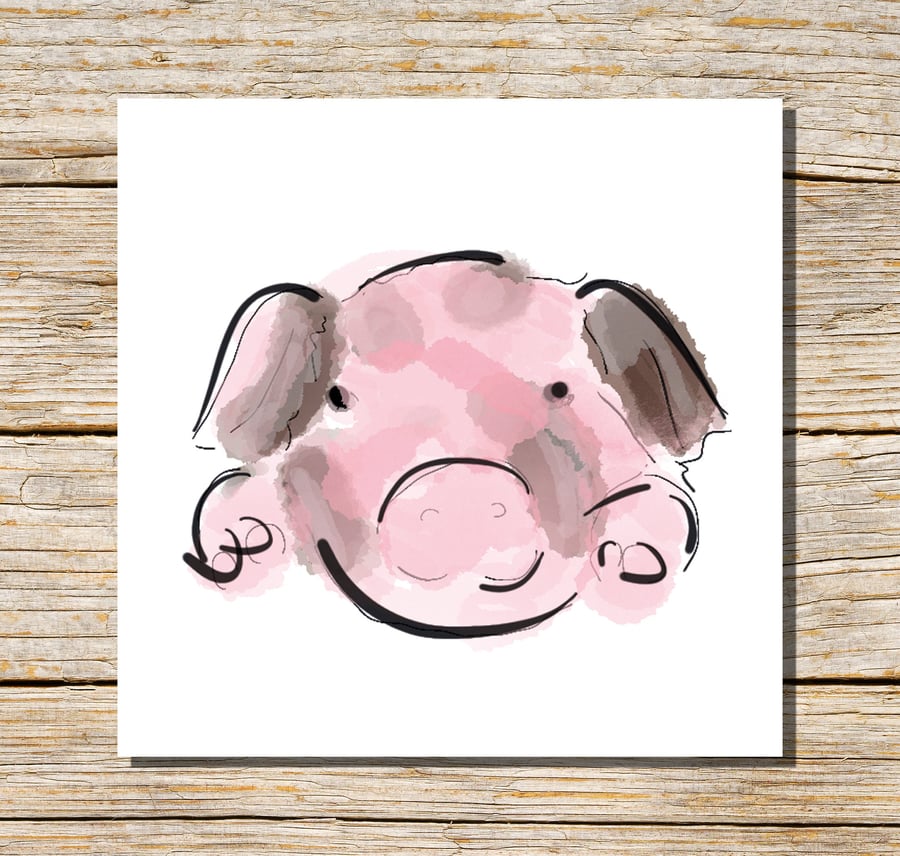 Pig Card, Piglet Card, Greetings Card, Blank Inside, Baby Pig Card, Old Spot