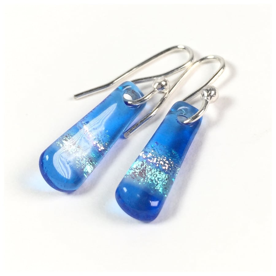 sky blue fused glass earrings