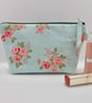 Make up bag in blue roses print fabric    - Image 1