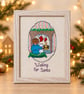 Waiting for Santa – Handmade Framed Christmas Cross Stitch - Folksy