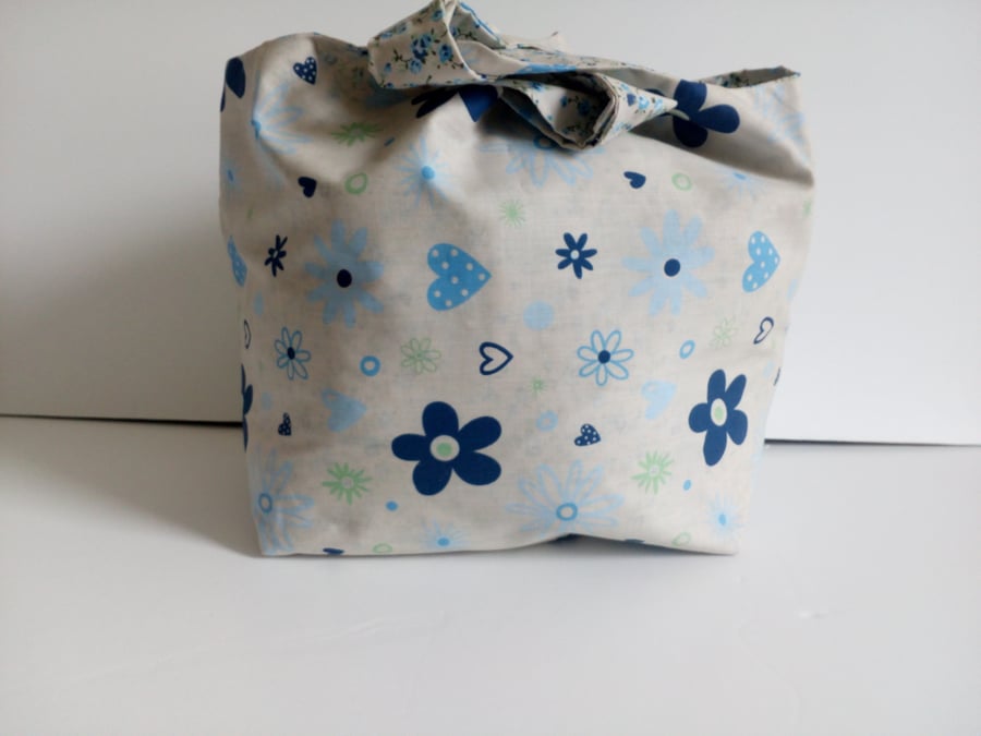 Floral tote bag, shopping bag, fabric bag, reversible shopping bag, bag, flower 