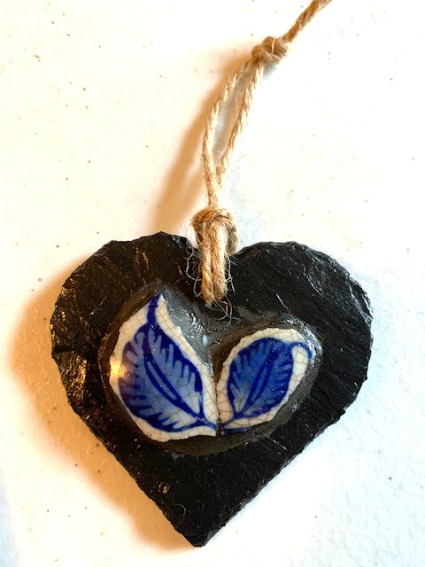 Mosaic Blue China Heart