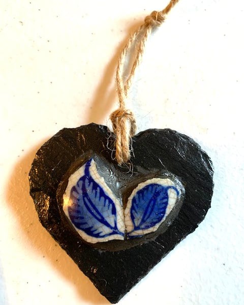 Mosaic Blue China Heart