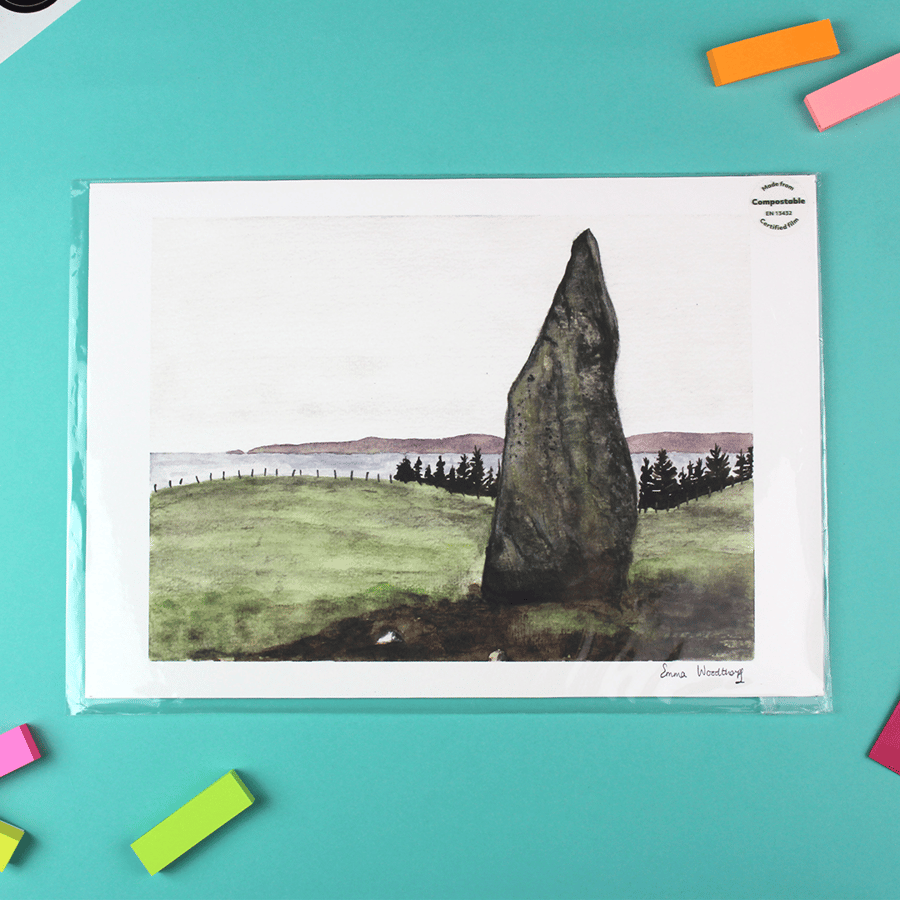 The Druid Stone, Arran, Unframed Giclee Reproduction, A4