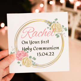 First Communion Day Card, Holy Comunion Card, Congratulations for Communion