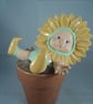 Ceramic Garden Plant Pot Yellow Sunflower Baby Figurine Ornament Decoration. - Image 1