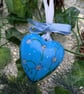 Forget me not hand-painted ceramic heart bauble - Image 2