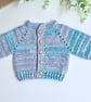 Newborn Crochet Baby Cardigan – Variegated Turquoise  - Image 2