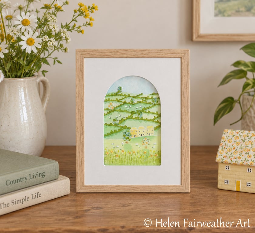 "The View From Our Window..." Original mixed media watercolor landscape painting