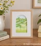 "The View From Our Window..." Original mixed media watercolor landscape painting