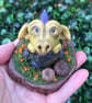 Woodland dragon, hand sculpted polymer clay dragon 