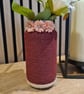 Burgundy yarn wrapped vase