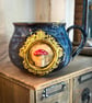 Coffee Mug with Fly Agaric Mushroom in gold frame