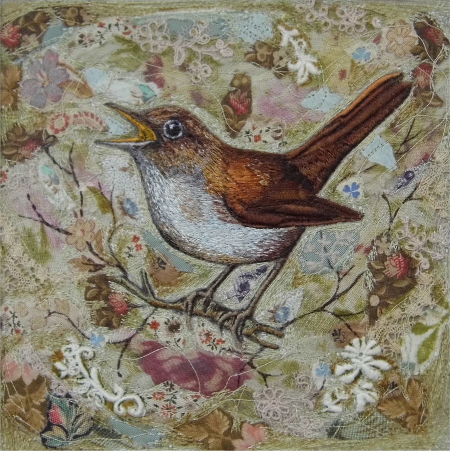 Nightingale - Original Embroidery Collage