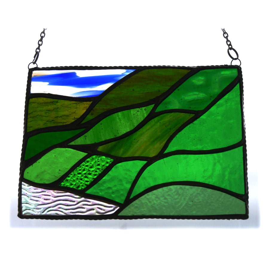 Scottish Mountains Panel Stained Glass Picture Landscape 018