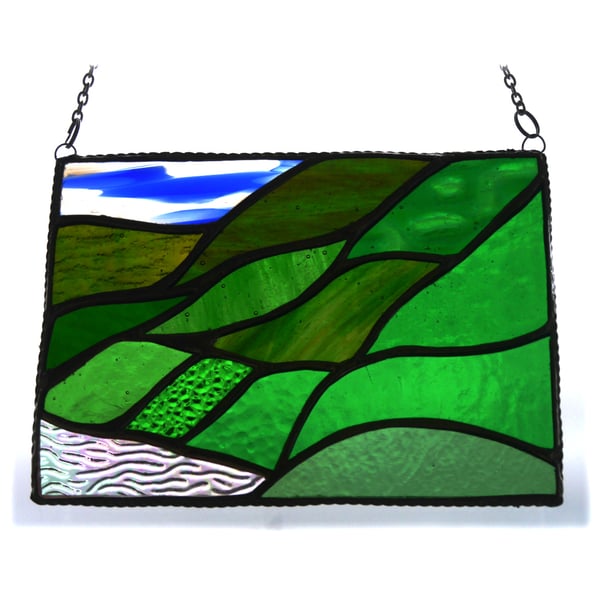 Scottish Mountains Panel Stained Glass Picture Landscape 018