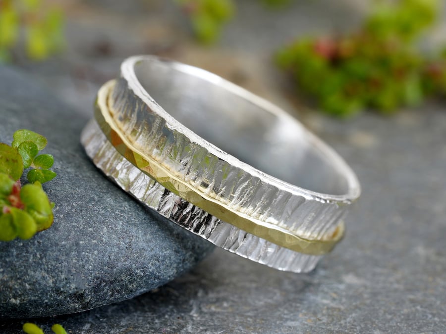 Wedding Band in 18ct Yellow Gold and Sterling Silver, Seconds Sunday Sale