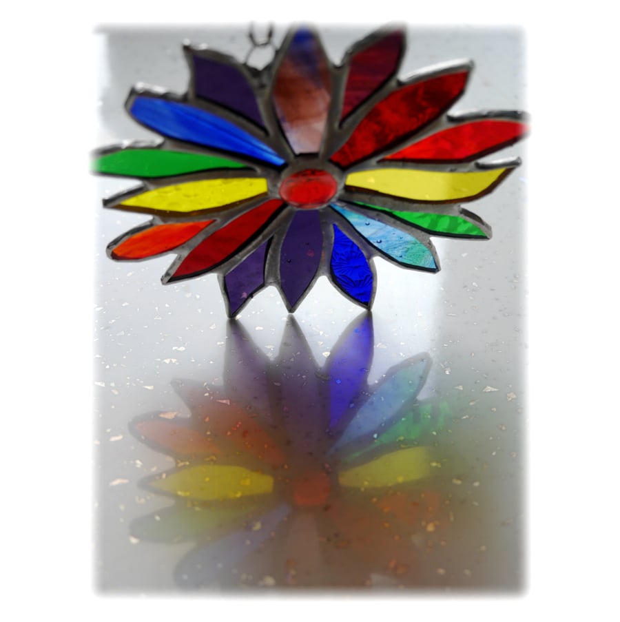 Rainbow Flower Stained Glass Suncatcher 048