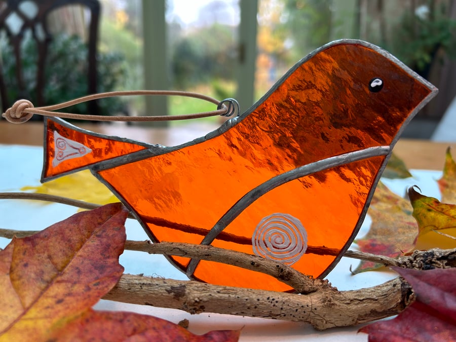 Stained glass Bird - Orange