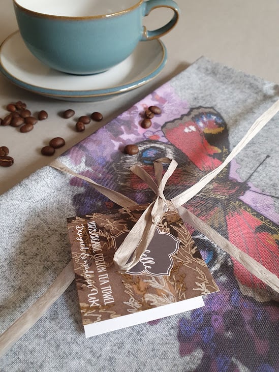 Peacock butterfly tea towel