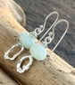 Amazonite and molten silver dangle drop earrings, arc jewellery