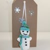 Reserved for Liz Snowman Decoration Card (Blue Turquoise)